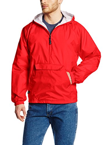 Charles River Apparel Wind & Water-Resistant Pullover Rain Jacket (Reg/Ext Sizes), Red, XXL