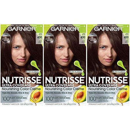 Garnier Hair Color Nutrisse Ultra Coverage Nourishing Hair Color Creme  Deep Dark Brown (Sweet Pecan) 400  3 Pack  Pack of 3