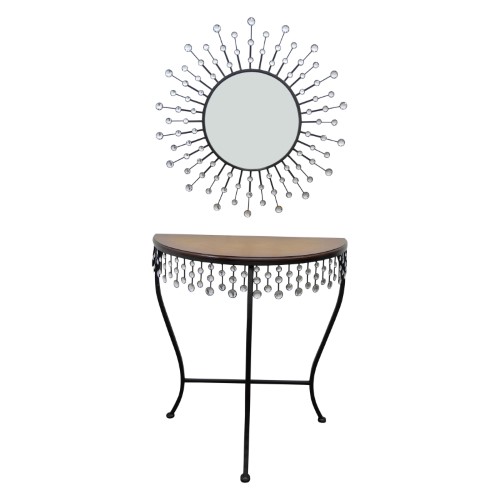 Three Hands Console Table and Mirror Set - Black