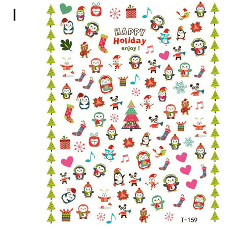 2022 Newest Christmas Nail Sticker 3D Waterproof Adhesive Nail Sticker Christmas Series LJ-C#14838 Christmas Nail Sticker