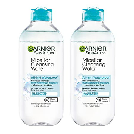 Garnier SkinActive Micellar Water for Waterproof Makeup  Facial Cleanser & Makeup Remover  13.5 Fl. Oz  2 Count (Packaging May Vary)