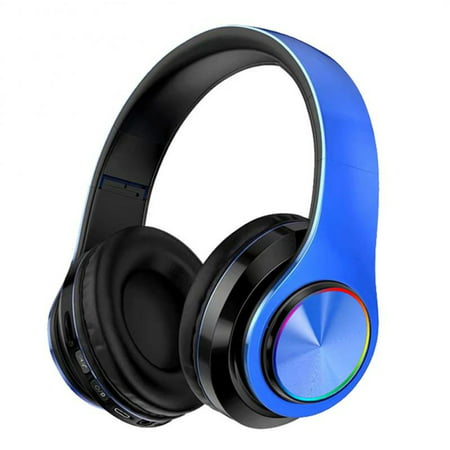 MIANHT Wireless Headset Foldable Headset LED Lights Glowing Headphones Earphone Pluggable Card Universal - 2022 Wireless Headset Foldable S-#9253