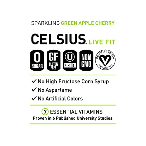 CELSIUS Sparkling Green Apple Cherry  Functional Essential Energy Drink 12 Fl Oz Can (Pack of 12) thumbnail