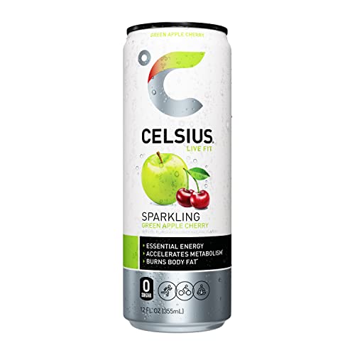 CELSIUS Sparkling Green Apple Cherry  Functional Essential Energy Drink 12 Fl Oz Can (Pack of 12) thumbnail