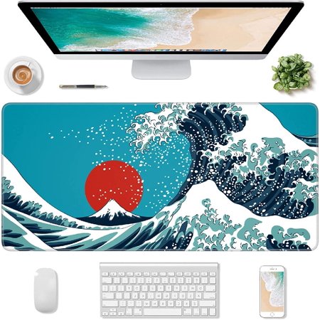 Extended Gaming Mouse Pad  Large Desk Pad  Computer Keyboard Mousepad  Waterproof Mouse Mat with Stitched Edges and Non-Slip Base