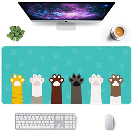 Auhoahsil Large Mouse Pad  Full Desk XXL Extended Gaming Mouse Pad 35  X 15   Waterproof Desk Mat with Stitched Edge  Non-Slip Laptop Computer Keyboar