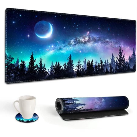 Extended Gaming Mouse Pad  XL Large Keyboard Mouse Mat Desk Pad with Stitched Edges  Durable Non-Slip Base Mousepad for Home Office Work  35x15.7inch