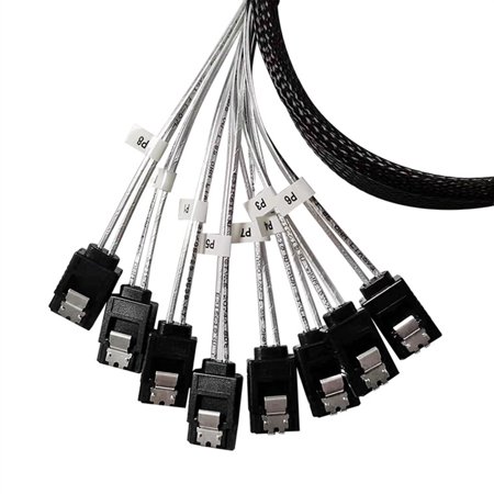 Edfrwws Slim Line SAS4.0 SFF-8654 8i to SATA 8 Ports 12Gbps 50cm Adapter Cable
