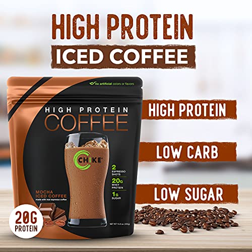 CHIKE Mocha High Protein Iced Coffee, 20 G Protein, 2 Shots Espresso, 1 G Sugar, Keto Friendly and Gluten Free, 14 Servings (15.3 Ounce) thumbnail