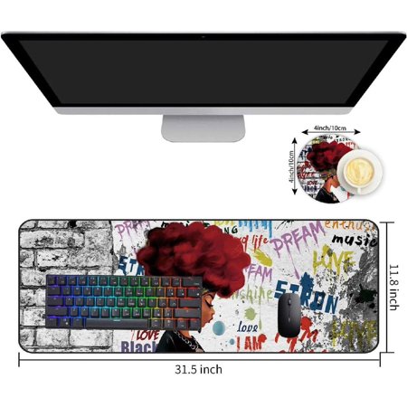Extended Gaming Mouse Pad and Coaster Large Non-Slip Rubber Base Mousepad with Stitched Edges Waterproof Mouse Mat Desk Pad for Work Office Home