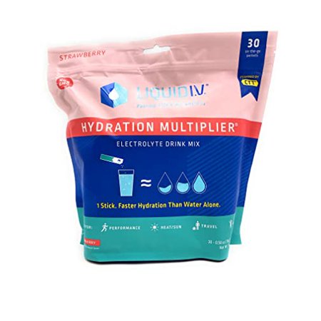 Liquid I.V. Hydration Multiplier  Electrolyte Powder  Easy Open Packets  Supplement Drink Mix (Strawberry 30 Count)