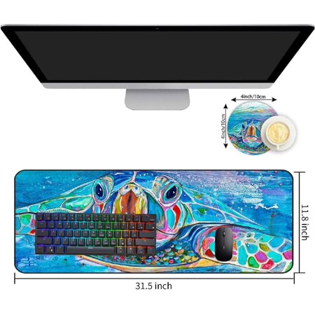 Extended Gaming Mouse Pad and Coaster Large Non-Slip Rubber Base Mousepad with Stitched Edges Waterproof Mouse Mat Desk Pad for Work Office Home