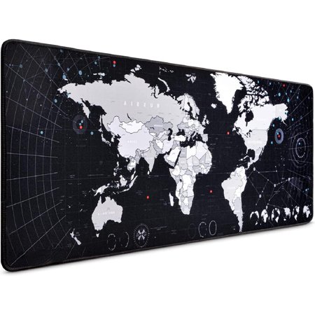 Large Gaming Mouse Pad 31.5 X 11.8 X 0.16 Inches Thicken Extended Comfortable Office Desk Map Mat with Stitched Edges  Non-Slip Base Computer Keyborad