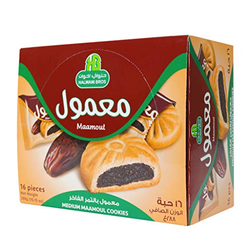 HB Halwani Bros Cookies, 100% All Natural Medium Mamoul Date Filled Shortbread Biscuits, Slightly Sweet, No Preservatives, No Additives, 16ct. 10.15oz thumbnail