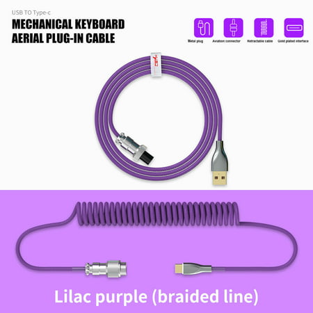Usupdd Mechanical Keyboard Cable Coiled Type-C USB Aviation Connector Spring Wire Desktop Computer Plug Decoration Accessory Usupdd 2208-4973