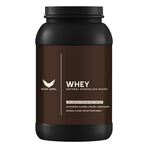 High Level Natural Whey Protein Powder | Chocolate Shake with Stevia | 24g Protein | 2 Lb, Ultra Filtered Non-GMO | Digestive Enzymes for Absorption |