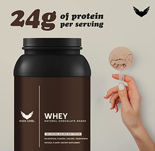 High Level Natural Whey Protein Powder | Chocolate Shake with Stevia | 24g Protein | 2 Lb, Ultra Filtered Non-GMO | Digestive Enzymes for Absorption | thumbnail