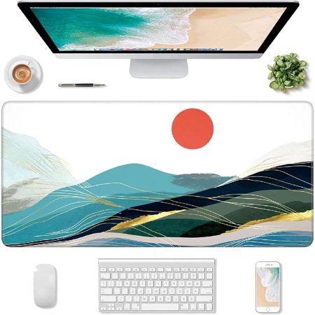 Extended Gaming Mouse Pad  Large Desk Pad  Computer Keyboard Mousepad  Waterproof Mouse Mat with Stitched Edges and Non-Slip Base
