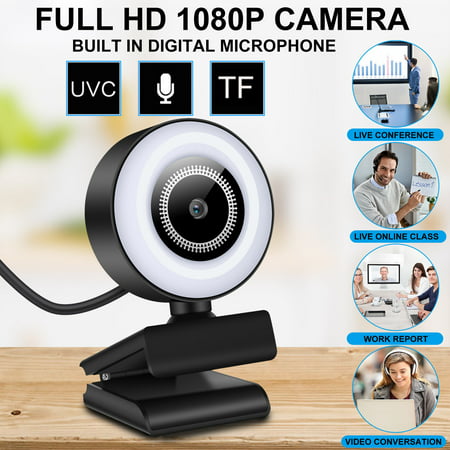 Usupdd New Fashion Webcam with LED Ring Light 1080P HD Web Camera Auto Focus 4MP Microphone - 2022 New Toys Webcam with LED a-a#17169 WAA20220913-7668