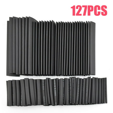 127Pcs Black Heat Shrink Sleeving Tubing Tube Assortment Kit Electrical - 2022 New 127Pcs Black A813A#6331