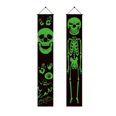 Usupdd Halloween Door Decoration Outdoor Porch Hanging Banner Glow in the Dark Flag Usupdd WANG220811-5075