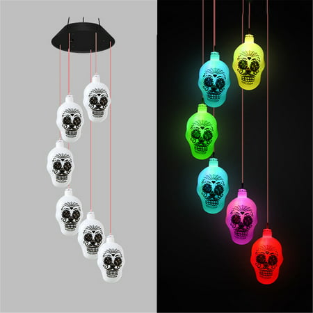 Usupdd New Halloween Solar Wind Chime Lantern Colorful Doll LED Lantern String Usupdd WAA220817-1136