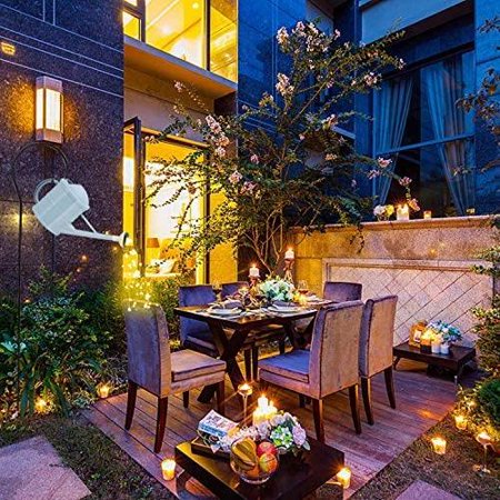 Fovien Watering Can Solar Lights Outdoor Garden  Vintage Metal Garden Lights Solar Waterproof  Star Shower Lights for Path Yard Patio Backyard Outdoor