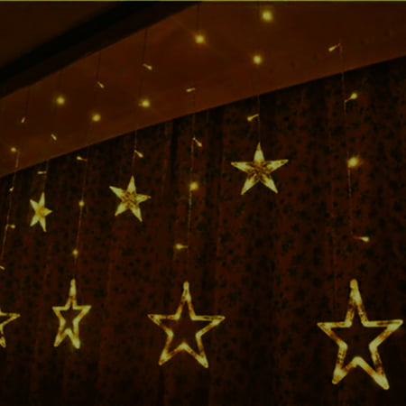 Usupdd LED Six Big Six Small Five Pointed Star Curtain Ice Bar Lamp Christmas Bedroom Room Background Decoration LampUsupdd WBB220811-4081