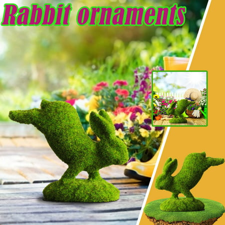 Usupdd 1PC Flocked Rabbit Easter Decor Resin Garden Bunny Statue Easter Garden Ornament Usupdd WEE220816-8994