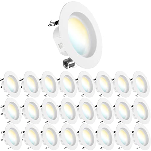 Sunco 24 Pack 5CCT LED Recessed 4 Inch  3000K/4000K/5000K/6000K/6500K Selectable  Dimmable Can Lights  Smooth Trim  11W=60W  660LM  Damp Rated  Retrof