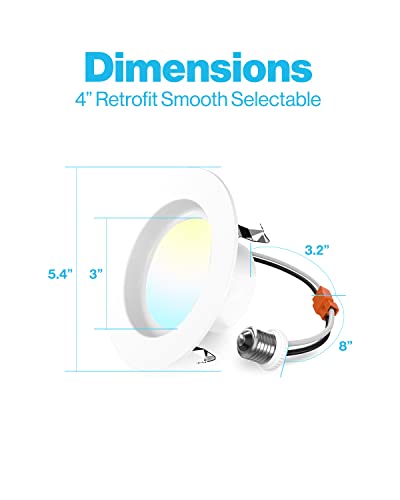 Sunco 24 Pack 5CCT LED Recessed 4 Inch  3000K/4000K/5000K/6000K/6500K Selectable  Dimmable Can Lights  Smooth Trim  11W=60W  660LM  Damp Rated  Retrof thumbnail