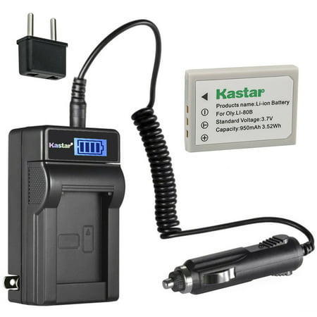 Kastar 1-Pack Li-80B Battery and LCD AC Charger Compatible with MINOX DC 4211  DC 5222  DC 6311  PRAKTICA Luxmedia 7103  PREMIER DM-6331  DM-5331  DS-