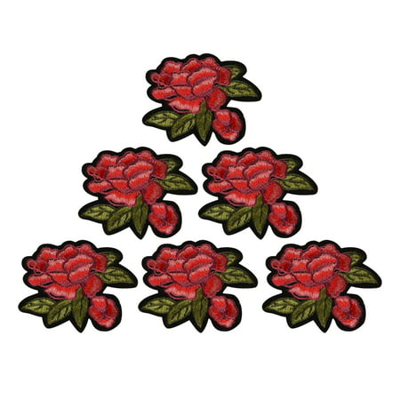 6Pcs Rose Embroidery Badge Clothes Fabric Patch Applique Decor DIY - 2022 New Toys 6Pcs Rose Embroidery W-a#5954
