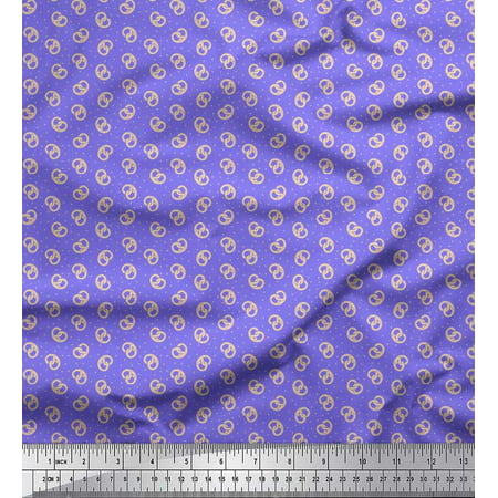 Soimoi Cotton Jersey Fabric Dot & Pretzels Food Print Fabric by the Yard 58 Inch Wide
