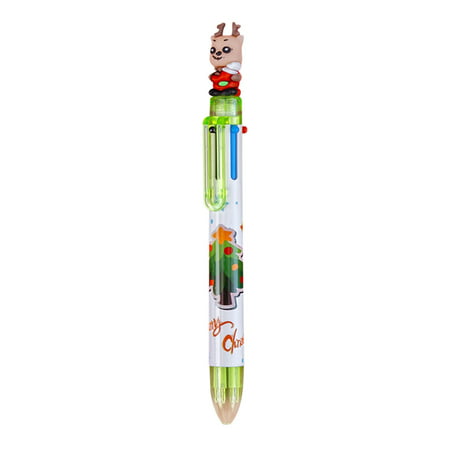 FengLS 6 Color Christmas Ballpoint Pen Push Type Color Multifunction Marker 2ML 09-Decor-10A#20140 Ideal Gift 6 Color Christmas