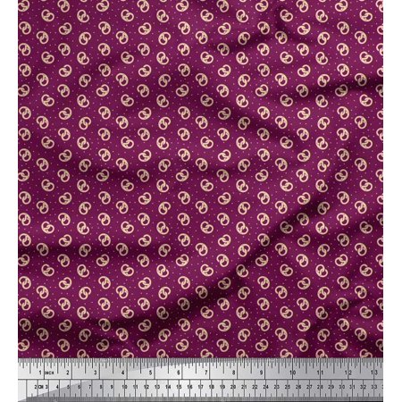 Soimoi Cotton Duck Fabric Dot & Pretzels Food Printed Fabric 1 Yard 56 Inch Wide