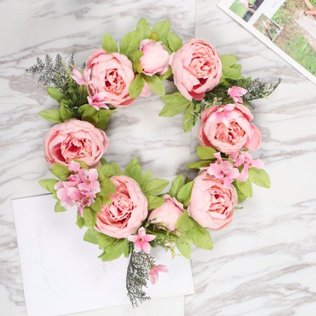 FengLS Spring Leaf Wreath Plastic Artificial Plant Home Decoration Wreath Front Door 09-Kitchen-12A#6974 Home Kitchen MYFSpring Leaf Wreath