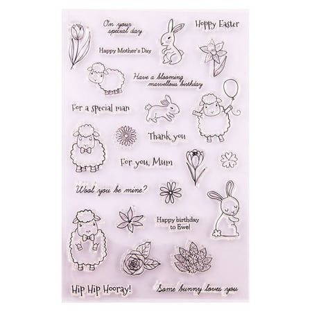 FengLS 1pc Happy Easter Rubber Clear Stamp for Card Making Decoration and Scrapbooking 09-Kitchen-12A#9905 Home Kitchen MYF1pc Happy Easter