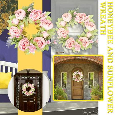Spring Leaf Wreath Plastic Artificial Plant Home Decoration Wreath Front Door - 2022 New Toys Spring Leaf Wreath W-a#4397