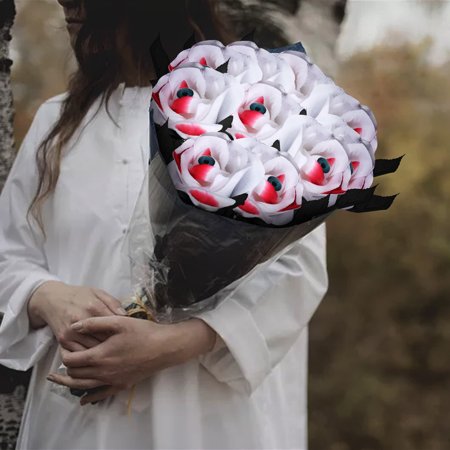 10 Pieces Faux Rose with Eyeballs - Halloween Faux Eyeball Flowers Faux Gothic Rose Bushes for Halloween Party Home Garden Decorations Best Gift