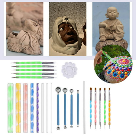 Usupdd Pattern Dotting Tools Set Stone Painting Kit Pen Brushes Stencil Drawing Art WANG220810-6229