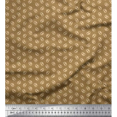 Soimoi Silk Fabric Dot & Pretzels Food Print Fabric by the Yard 42 Inch Wide