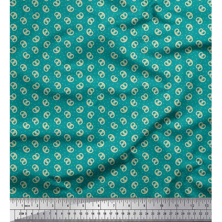 Soimoi Poly Georgette Fabric Dot & Pretzels Food Printed Fabric 1 Yard 42 Inch Wide