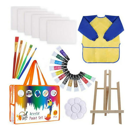 Usupdd 27Pc Acrlic Paint Pigment Set Contains Paintbrush  Easel  Palette  Drawing Paper WANG220810-4579