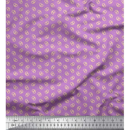 Soimoi Polyester Crepe Fabric Dot & Pretzels Food Printed Craft Fabric by the Yard 52 Inch Wide