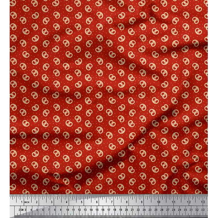 Soimoi Cotton Jersey Fabric Dot & Pretzels Food Fabric Prints by Yard 58 Inch Wide