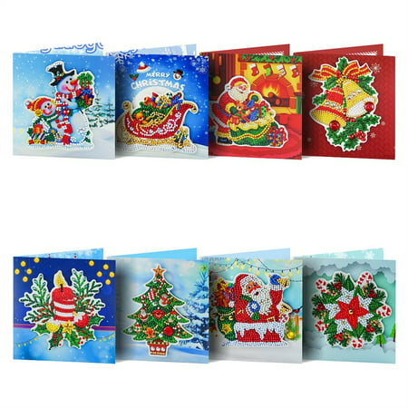MIANHT Christmas Card Diamond Picture 5D DIY Diamond Painting Cards 8PC - 2022 Christmas Card Diamond N-#5674
