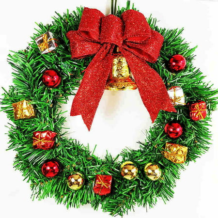MIANHT Merry Christmas Party Poinsettia Wreath Small Bell Door Wall Garland Decoration - 2022 Fashion Merry Christmas Party D-#4962