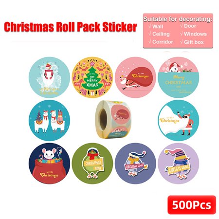 Pack Christmas Stickers Label Holiday Gift Decorations Gift 1 Roll 500 Stickers - 2022 New Pack Christmas Stickers 812EE-#4542