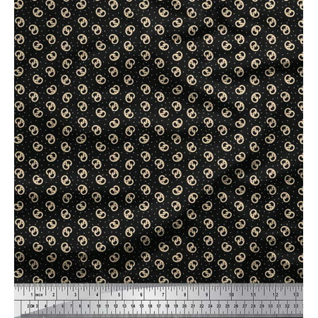 Soimoi Cotton Cambric Fabric Dot & Pretzels Food Print Fabric by the Yard 56 Inch Wide
